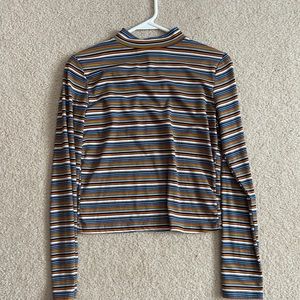 striped mock neck long sleeve